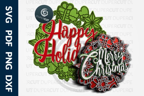 Download MERRY CHRISTMAS HOLIDAY WREATH - SVG / D - Merry christmas Collection