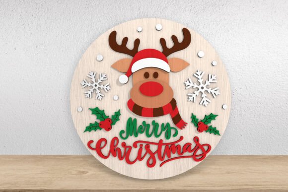 Download Reindeer Merry Christmas Round Sign SVG - Merry christmas Collection