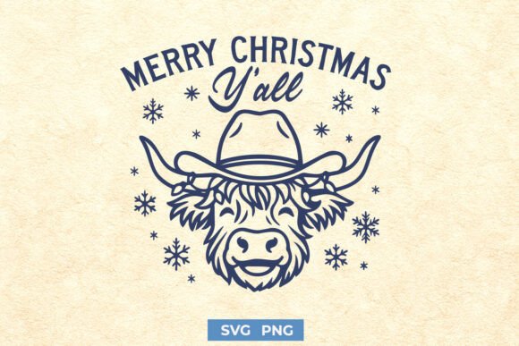 Download Merry Christmas Y’all SVG – Highland Cow - Merry christmas Collection